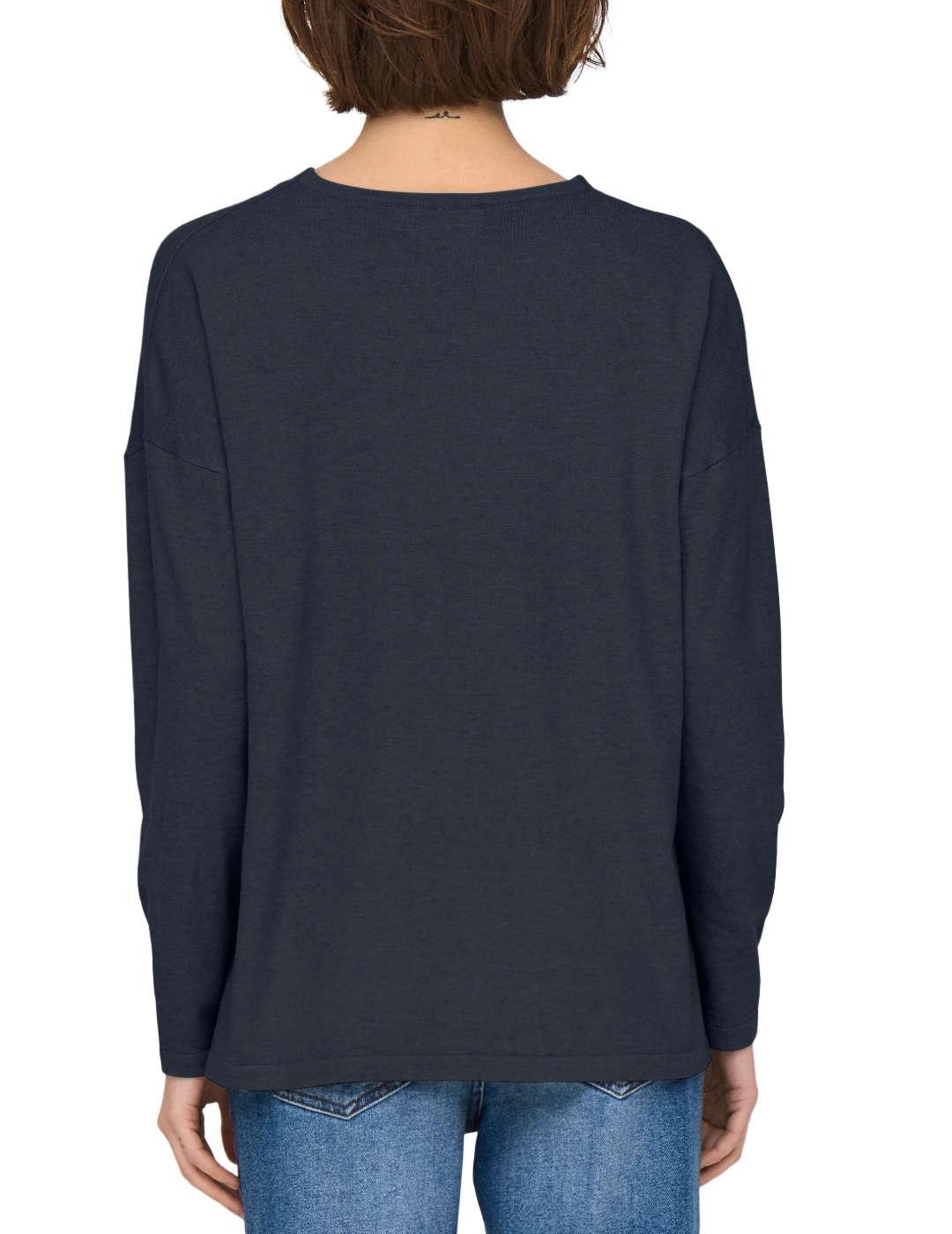 Jersey Only Amalio cuello pico azul manga larga de mujer