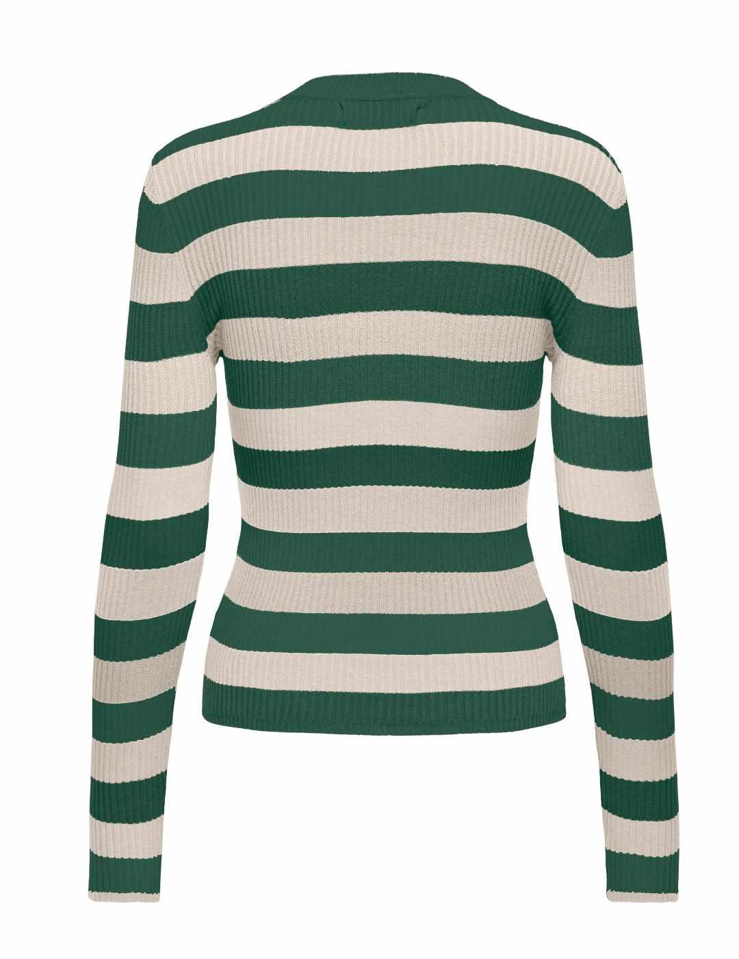 Jersey Only Louisa rayas verdes acanalado para mujer