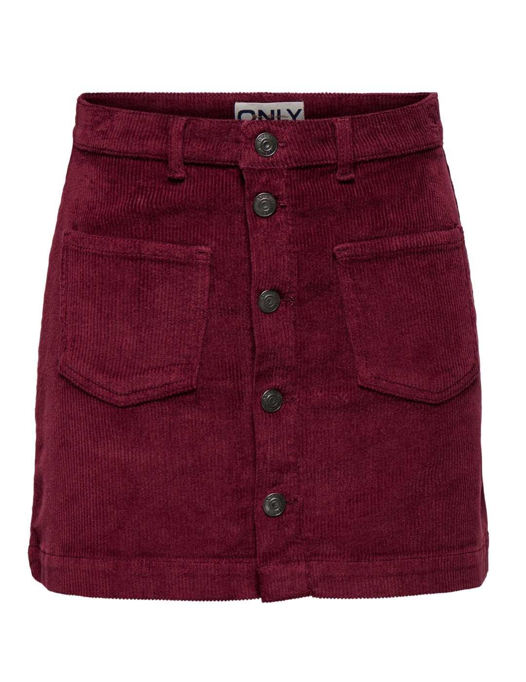 Falda Only Amazing pana granate de mujer-&