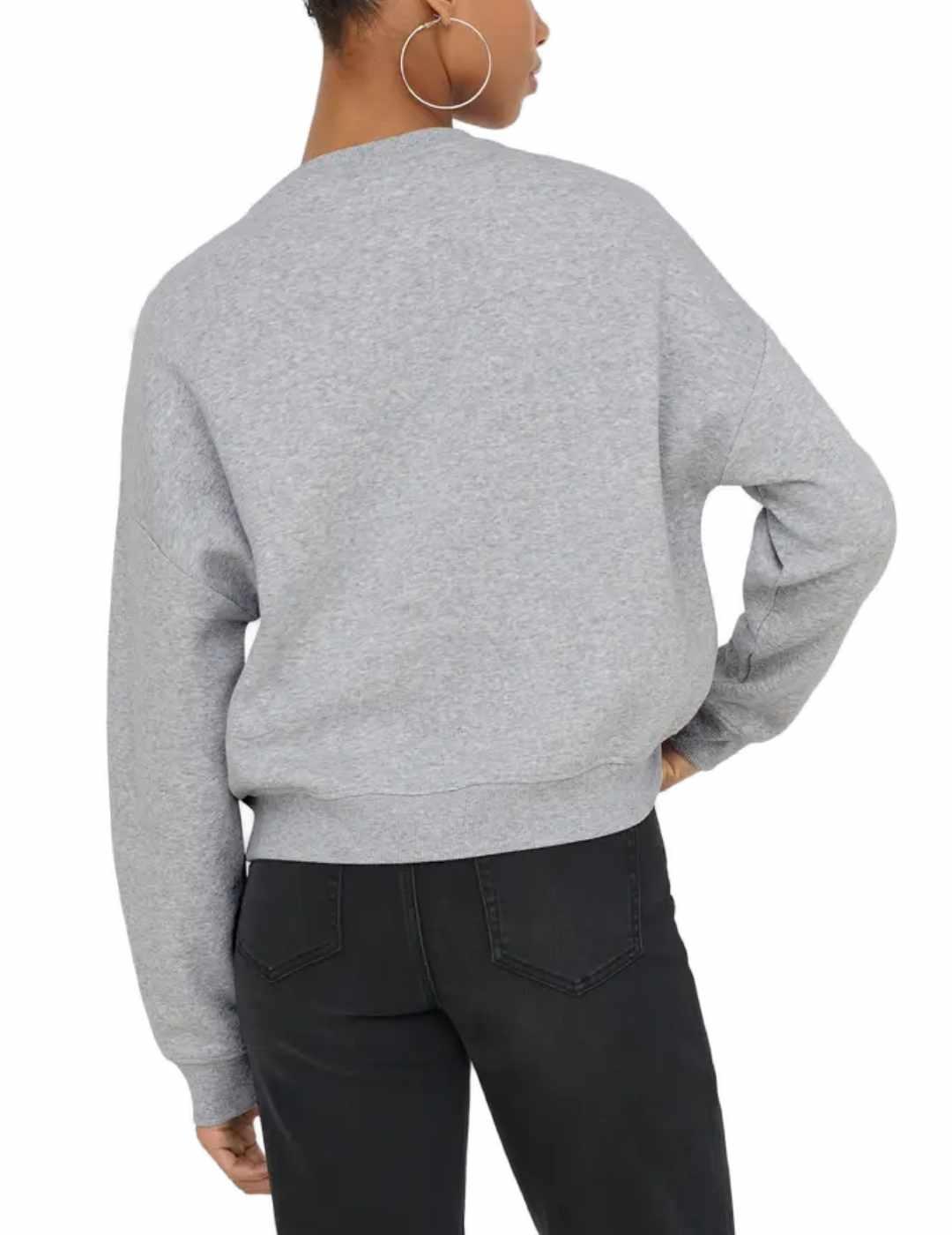 Sudadera Only Sweat gris jaspeado sin capucha para mujer