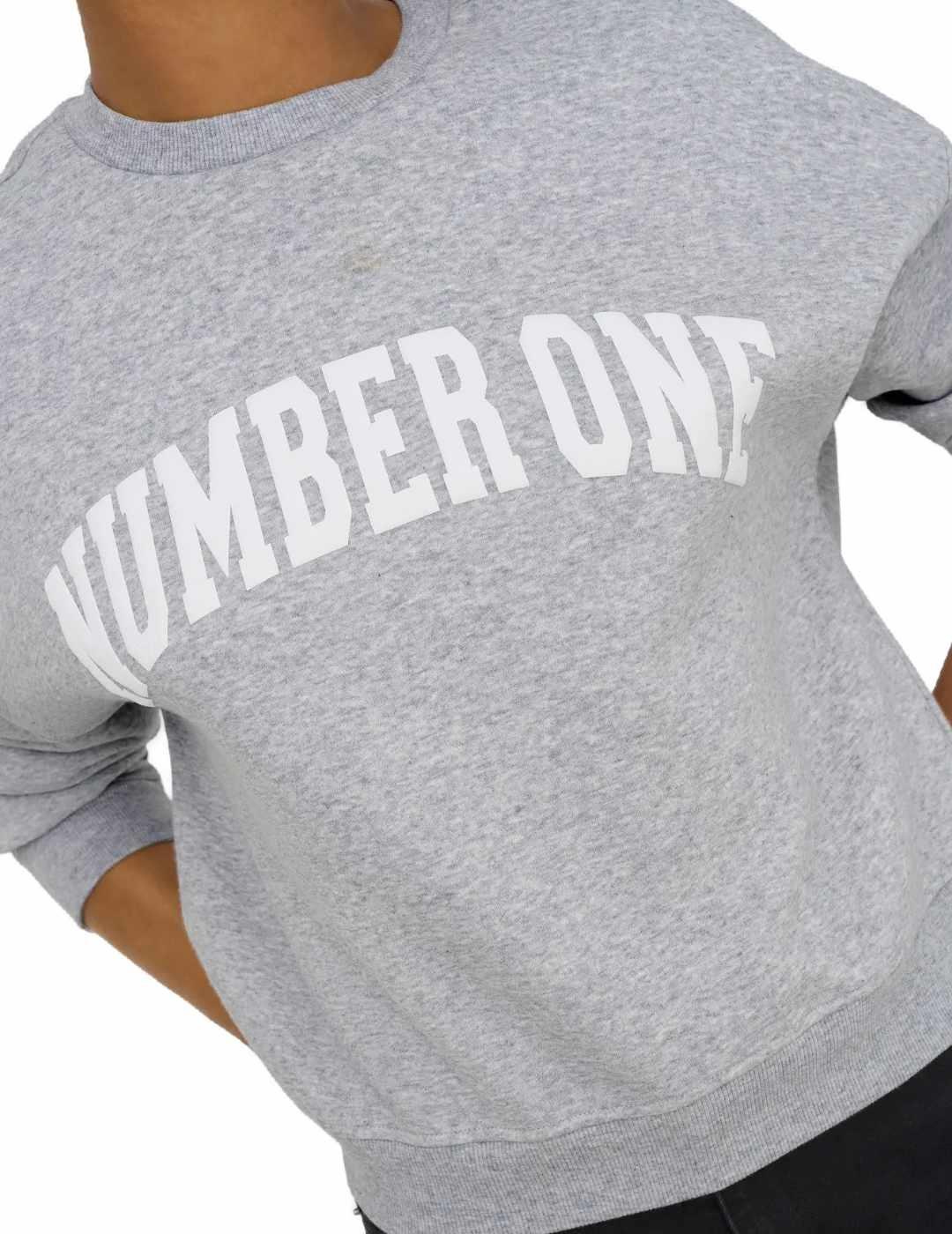 Sudadera Only Sweat gris jaspeado sin capucha para mujer