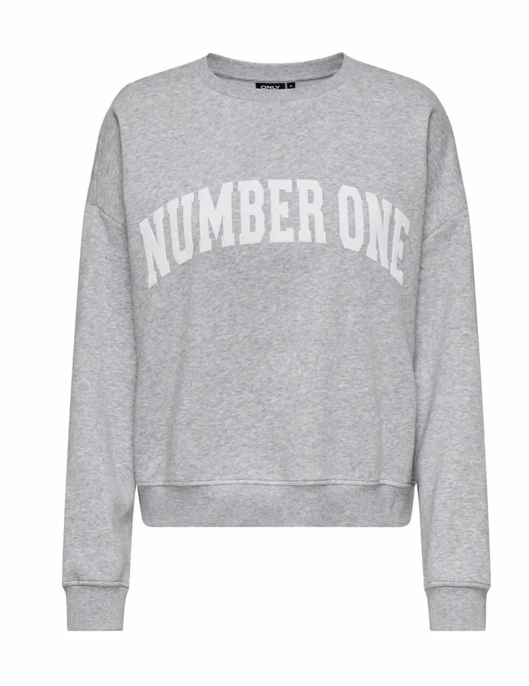 Sudadera Only Sweat gris jaspeado sin capucha para mujer