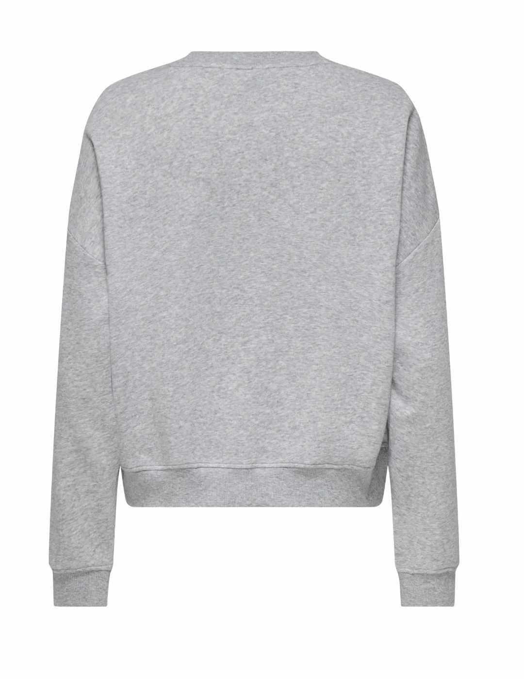 Sudadera Only Sweat gris jaspeado sin capucha para mujer