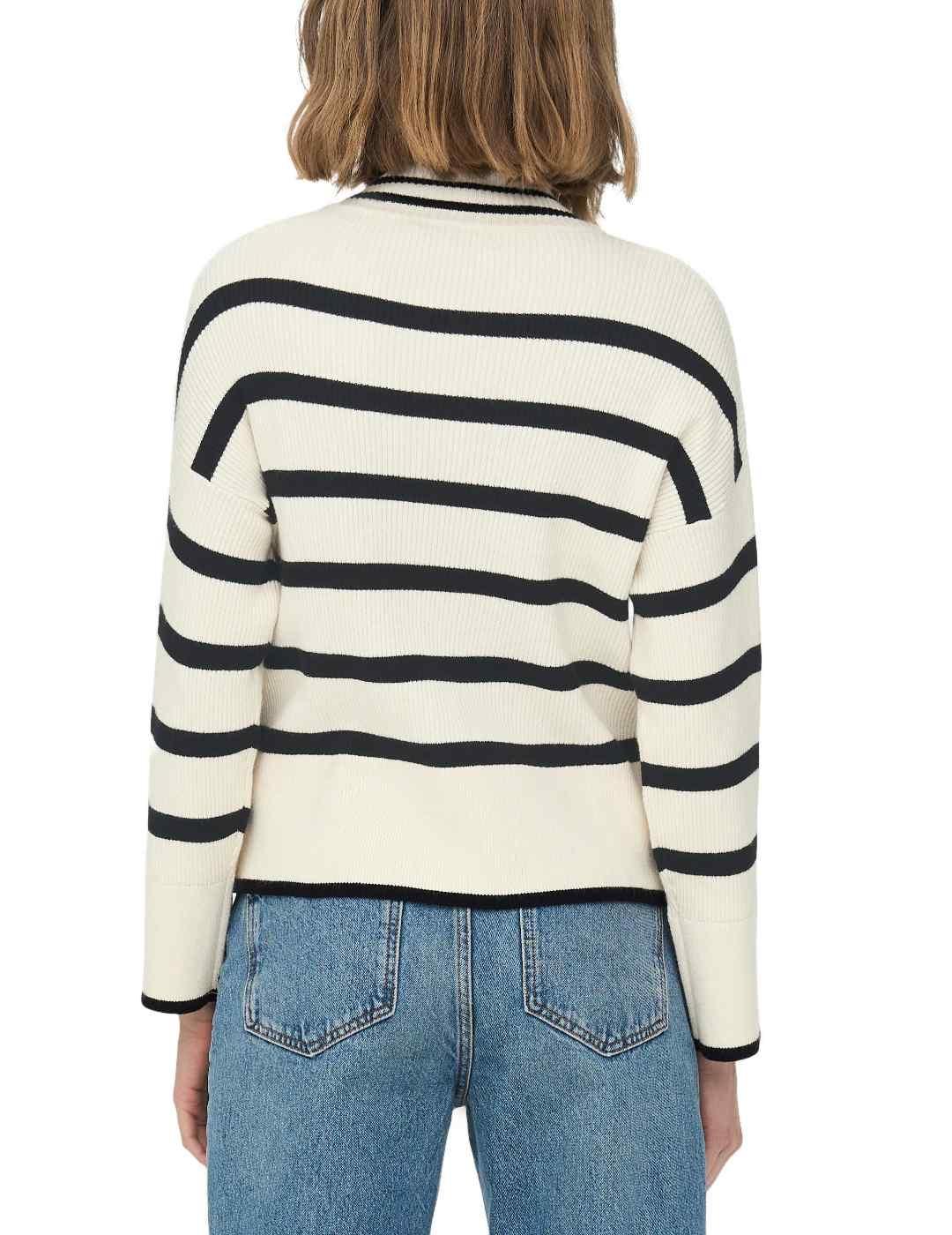 Jersey Only Ibi blanco rayas negras cuello perkins de mujer