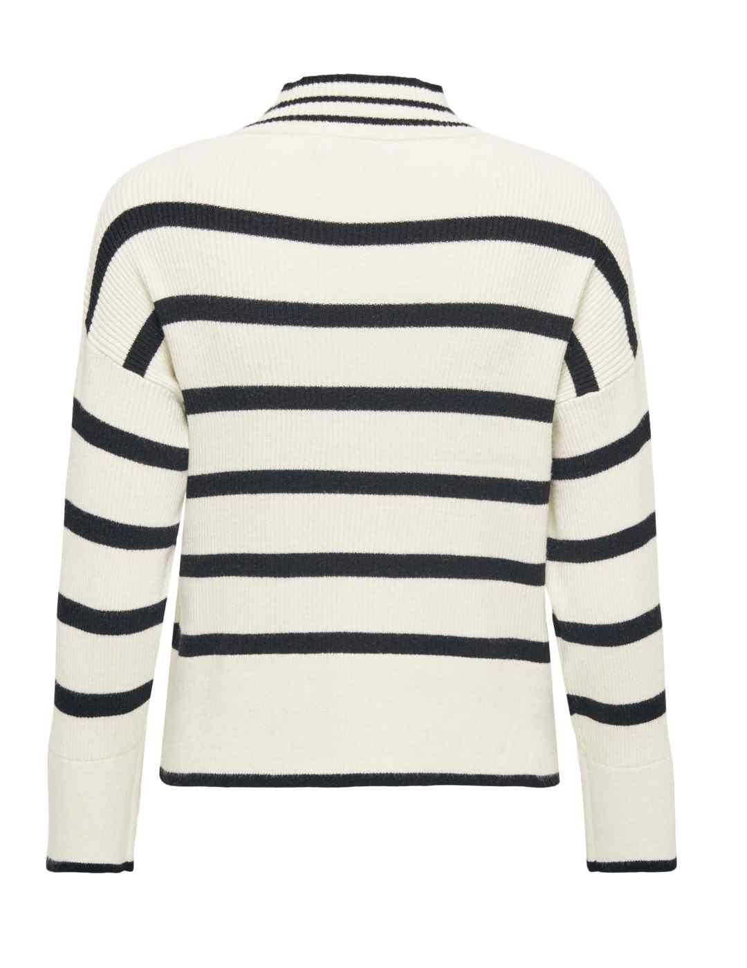 Jersey Only Ibi blanco rayas negras cuello perkins de mujer