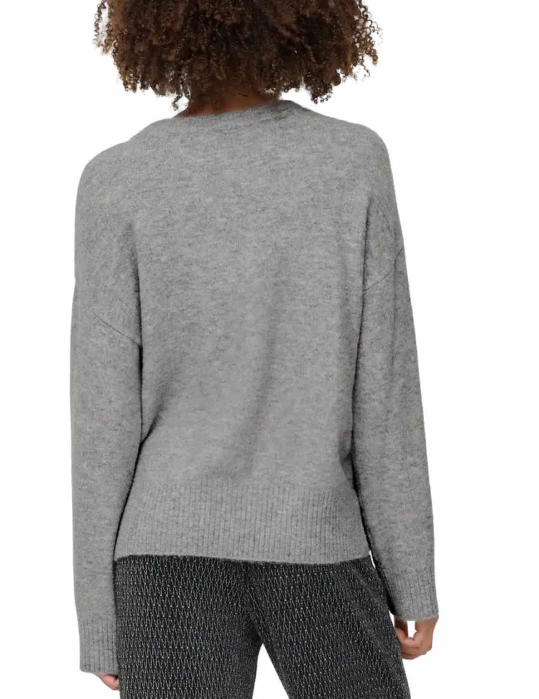 Jersey Only Rene gris jaspeado cuello redondo botones mujer