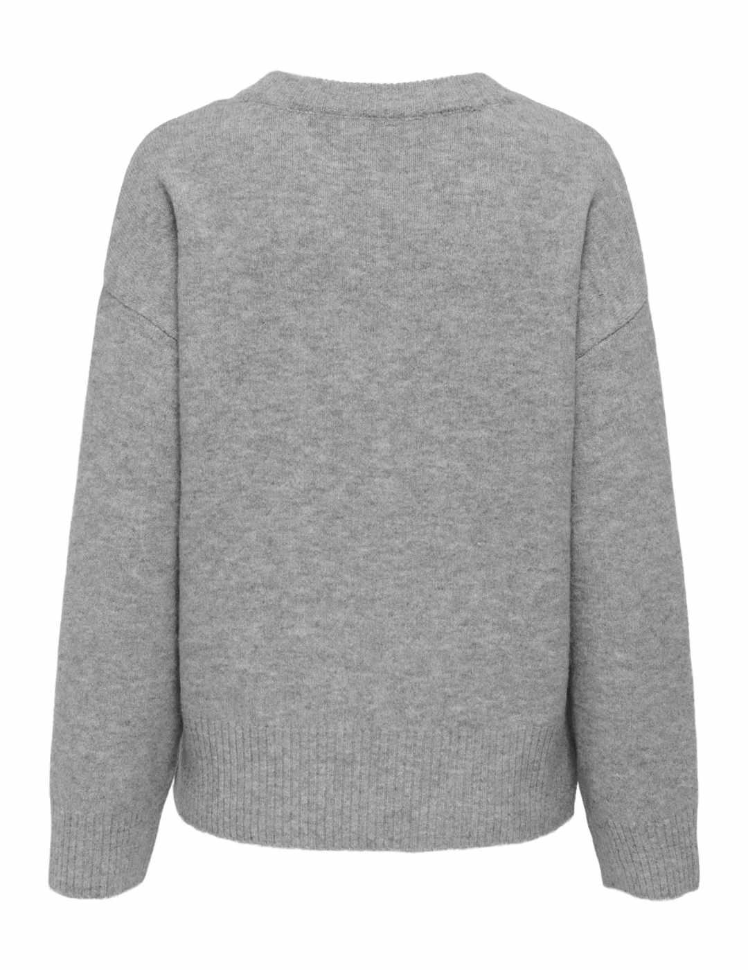 Jersey Only Rene gris jaspeado cuello redondo botones mujer