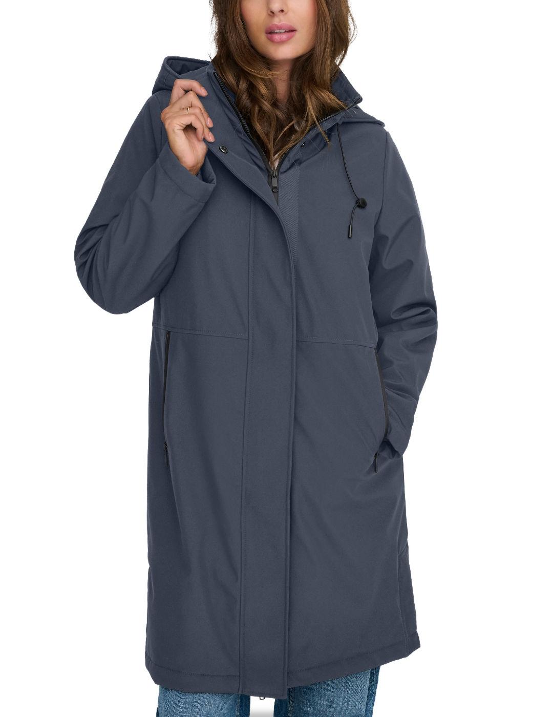 Parka Only Kara azul índigo con capucha para mujer