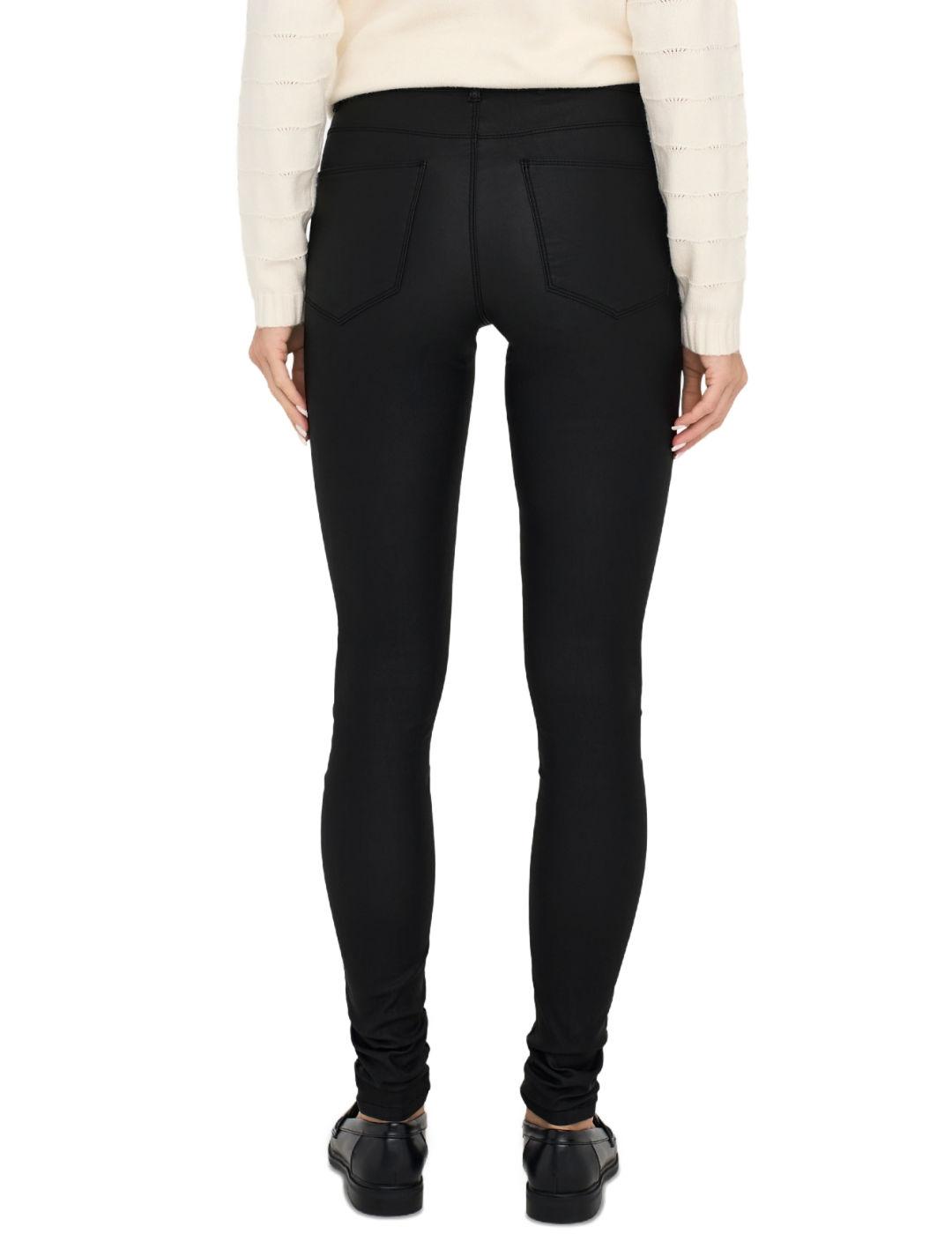 Pantalón Only Anne encerado negro skinny high waist de mujer