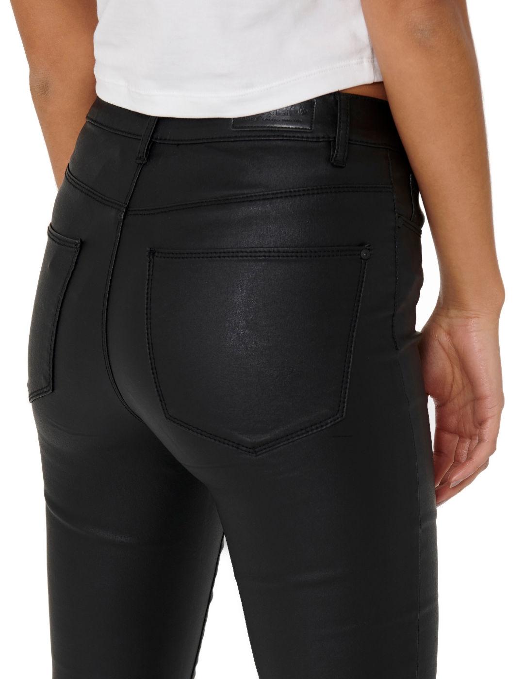 Pantalón Only Anne encerado negro skinny high waist de mujer