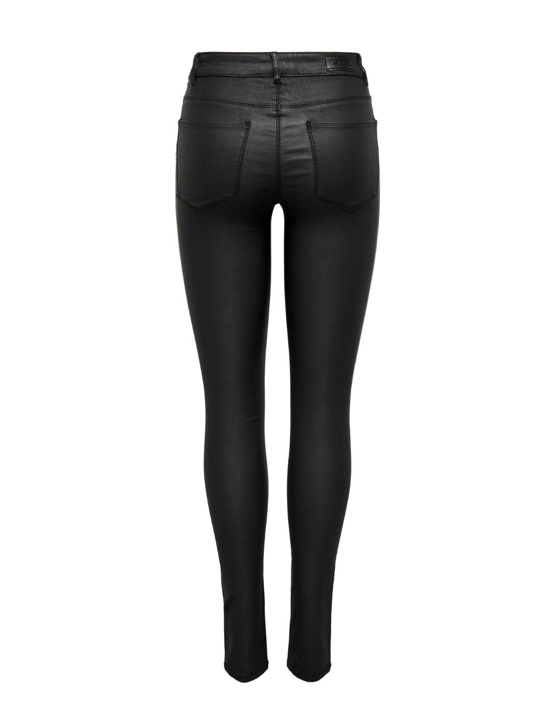 Pantalón Only Anne encerado negro skinny high waist de mujer