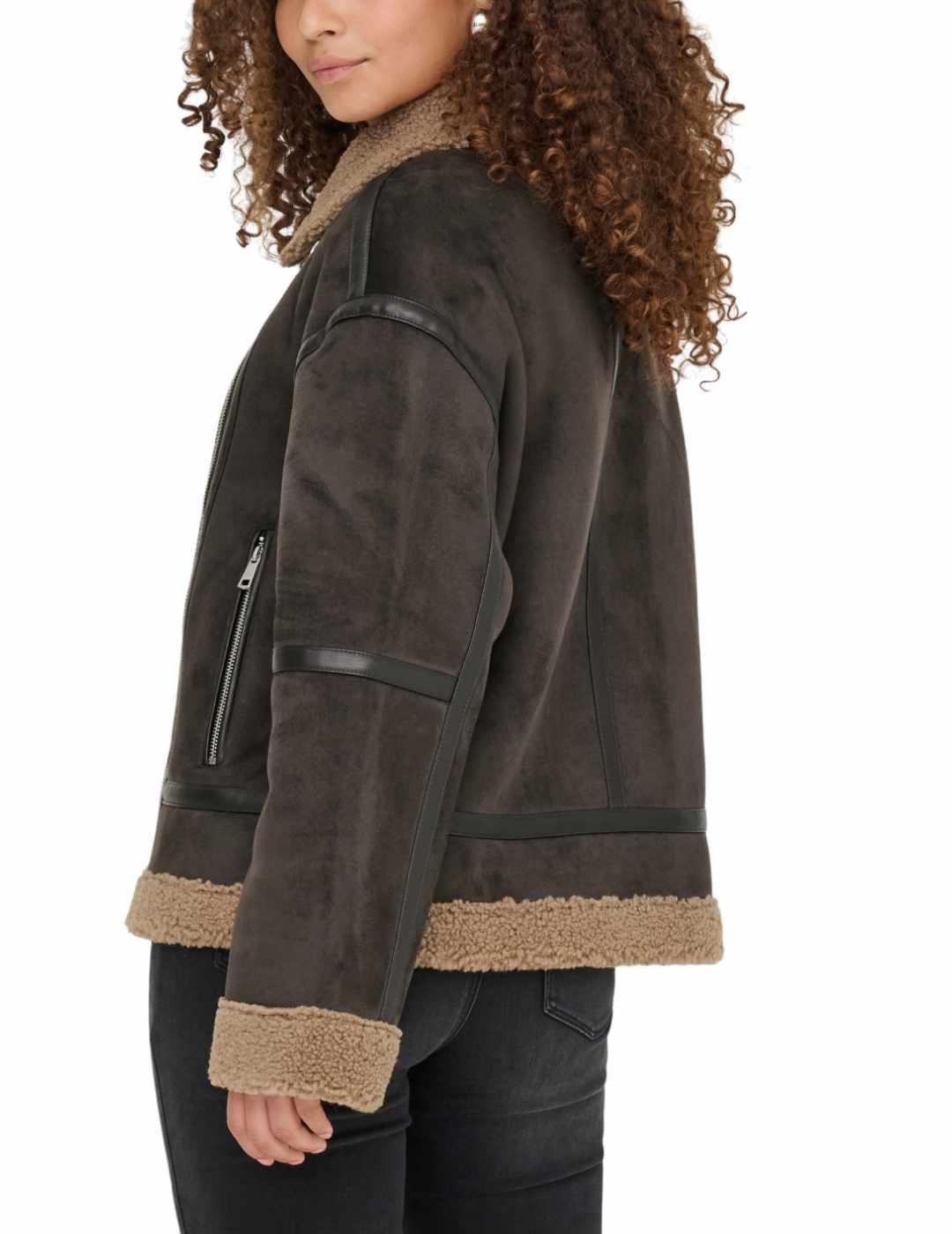 Chaqueta Only Kendra marrón aviador borreguito para mujer