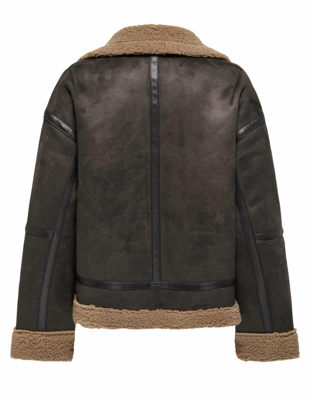 Chaqueta Only Kendra marrón aviador borreguito para mujer