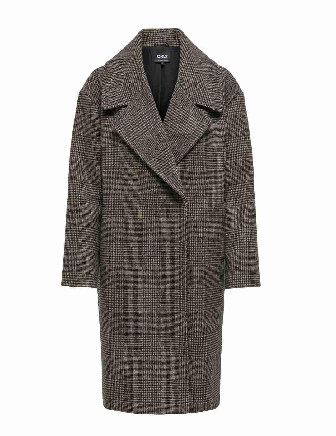 Abrigo Only Madison largo marrón cuadros grandes para mujer