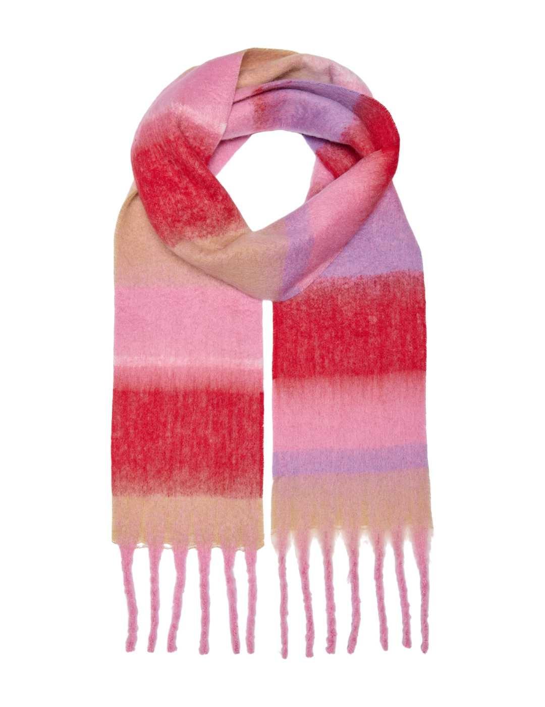 Bufanda Only Sigrid rosa rojo y morado de punto para mujer