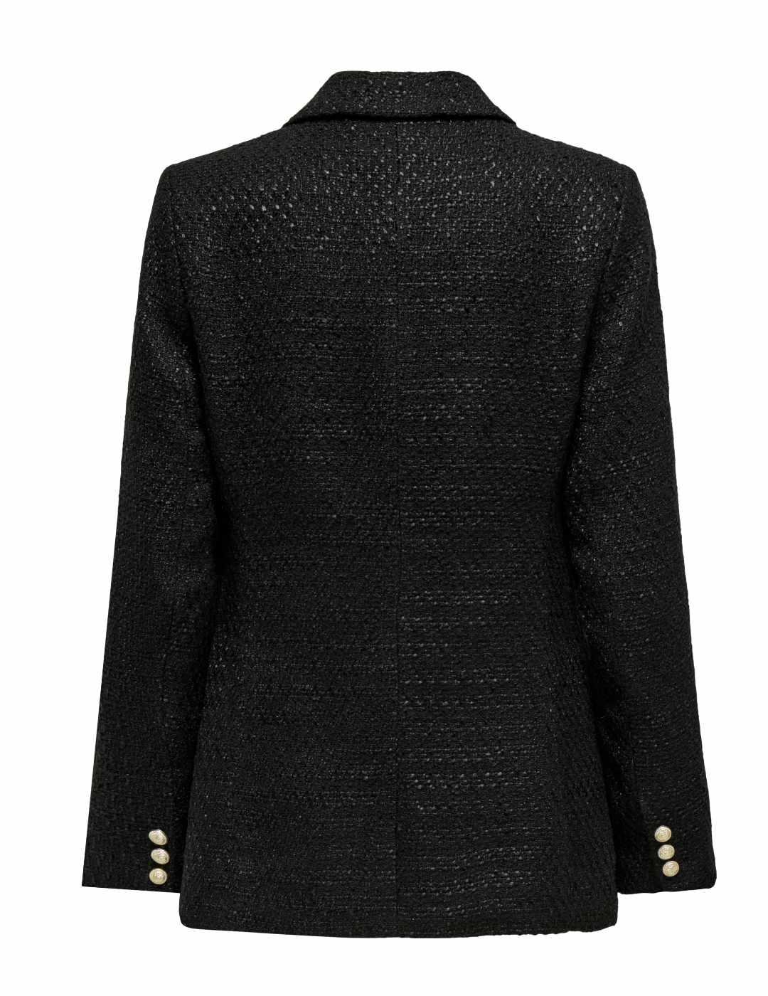 Blazer Only Astrid negra tejido tweed cruzada para mujer