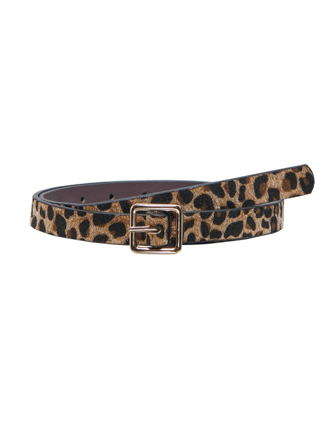 Cinturón Only Leo leopardo marrón para mujer