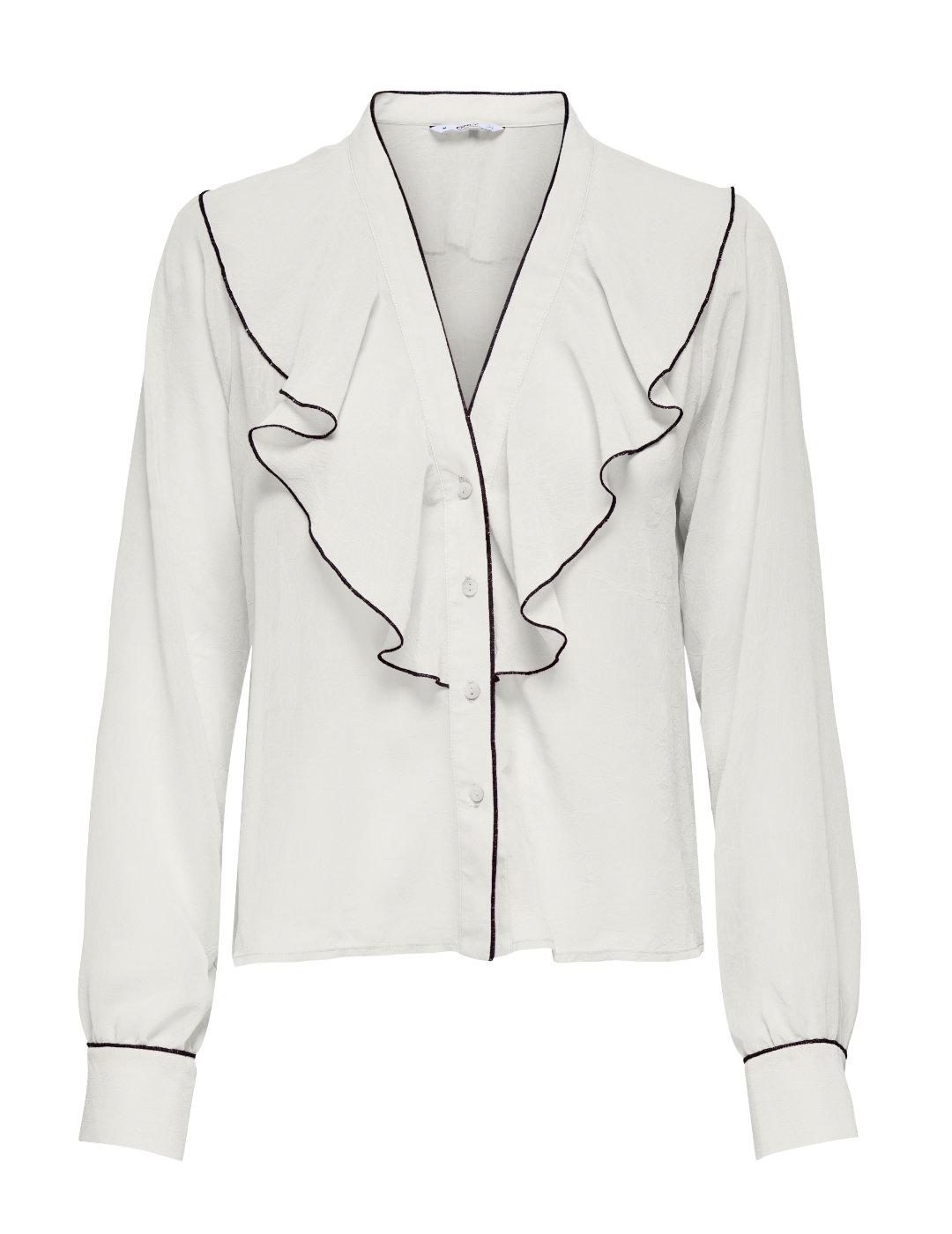 Camisa Only Viber blanca volante de mujer-Sh