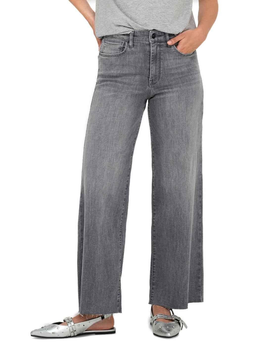 Vaquero Only Madison crop gris desgastado wide fit de mujer
