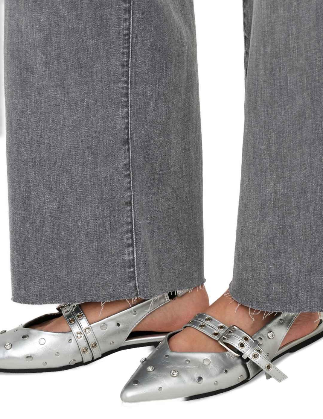 Vaquero Only Madison crop gris desgastado wide fit de mujer