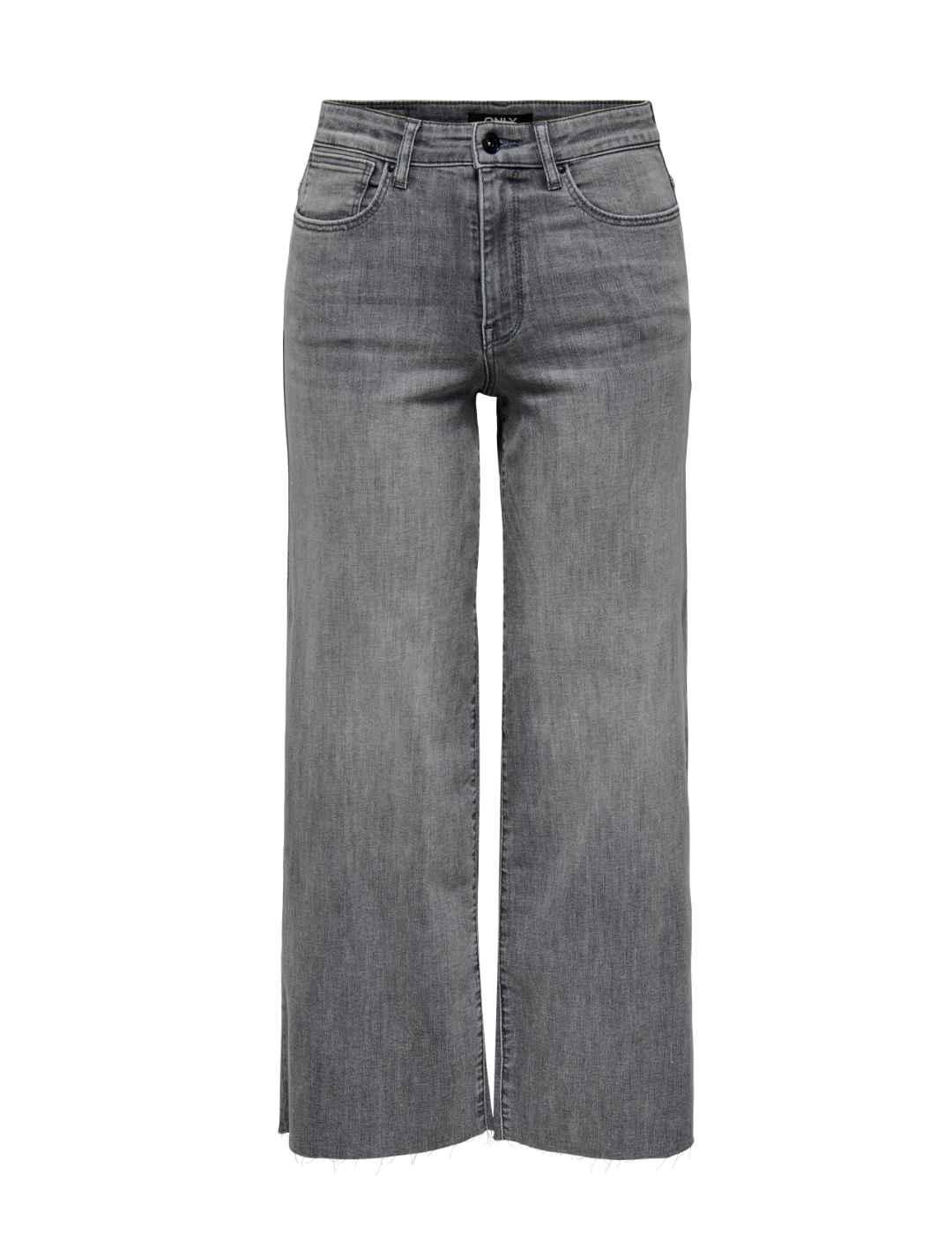 Vaquero Only Madison crop gris desgastado wide fit de mujer