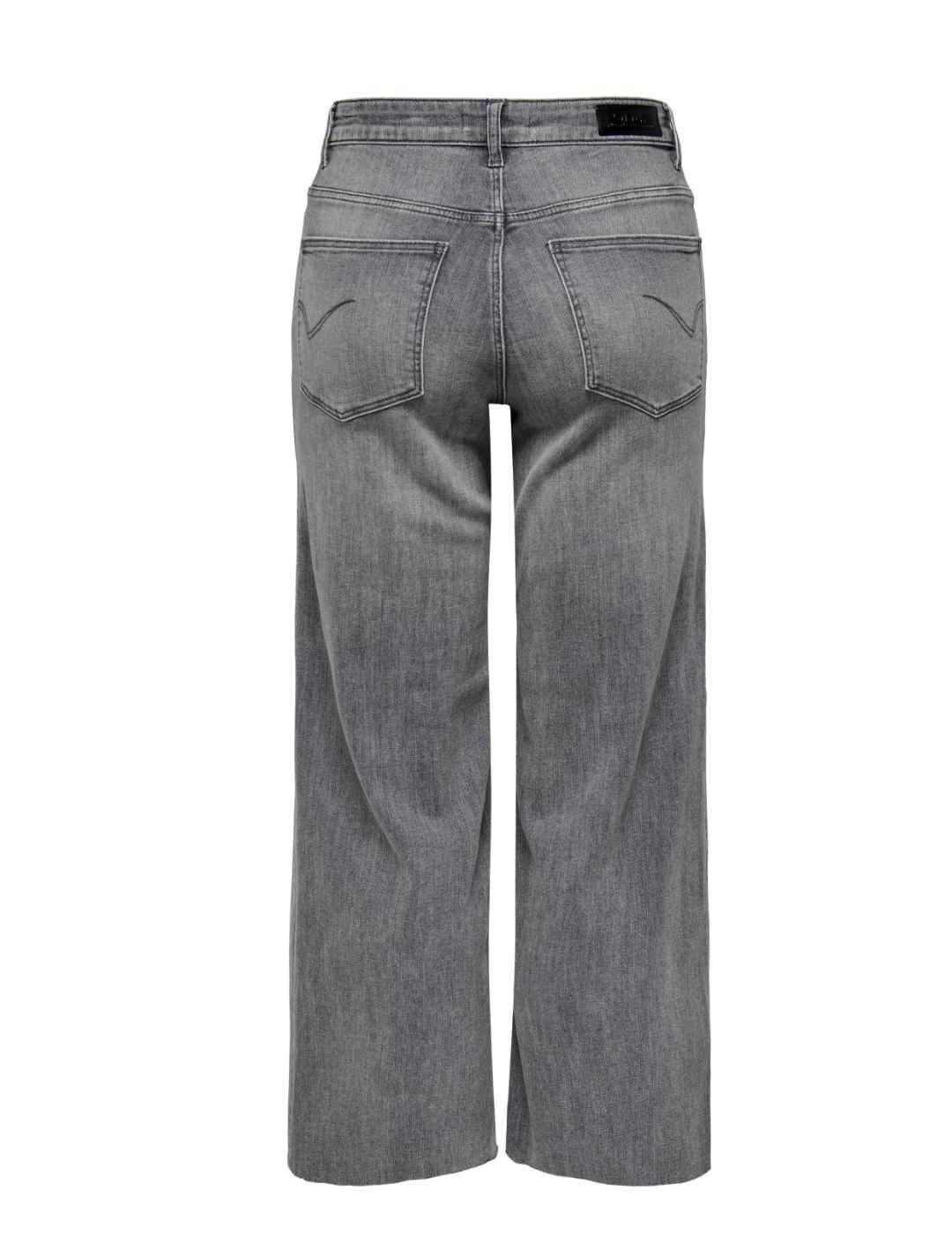 Vaquero Only Madison crop gris desgastado wide fit de mujer