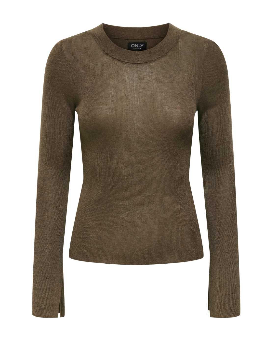 Jersey Only Tara marrón manga larga para mujer