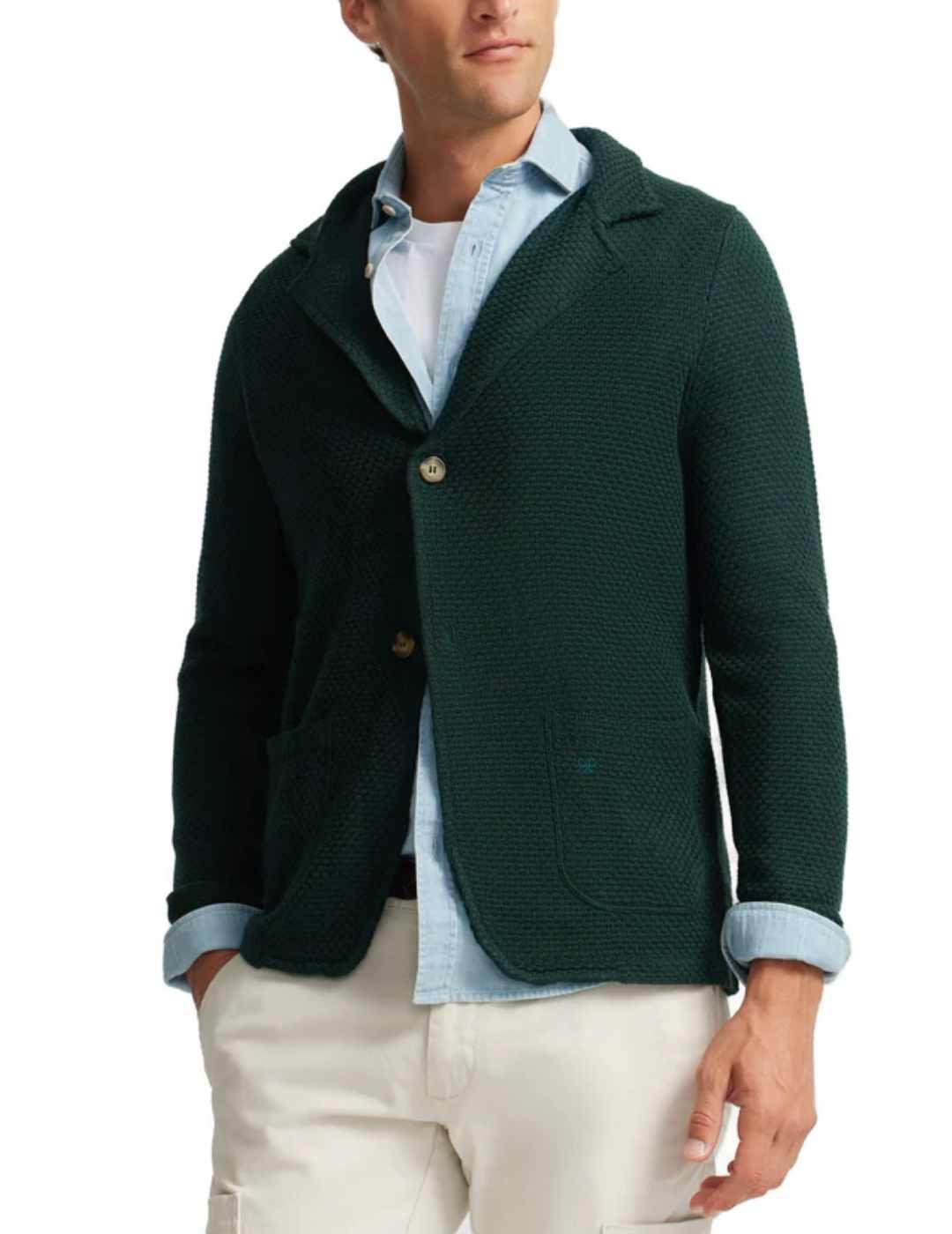 Chaqueta Silbon verde botella de lana regular para hombre