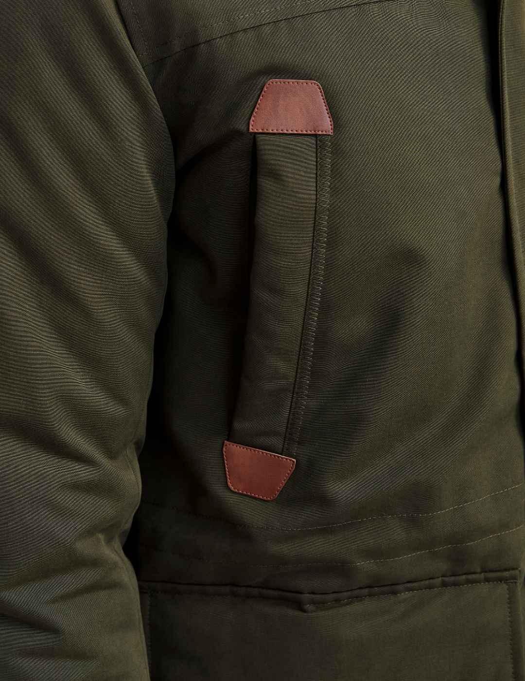 Parka Jack&Jones Polar verde borreguillo para hombre