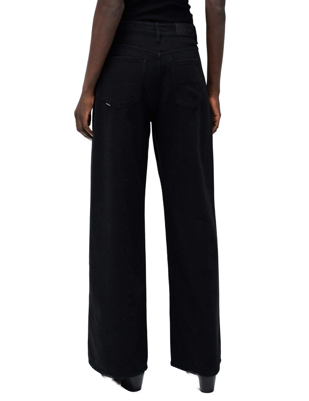 Vaquero Salsa Wide leg negro para mujer-Sg