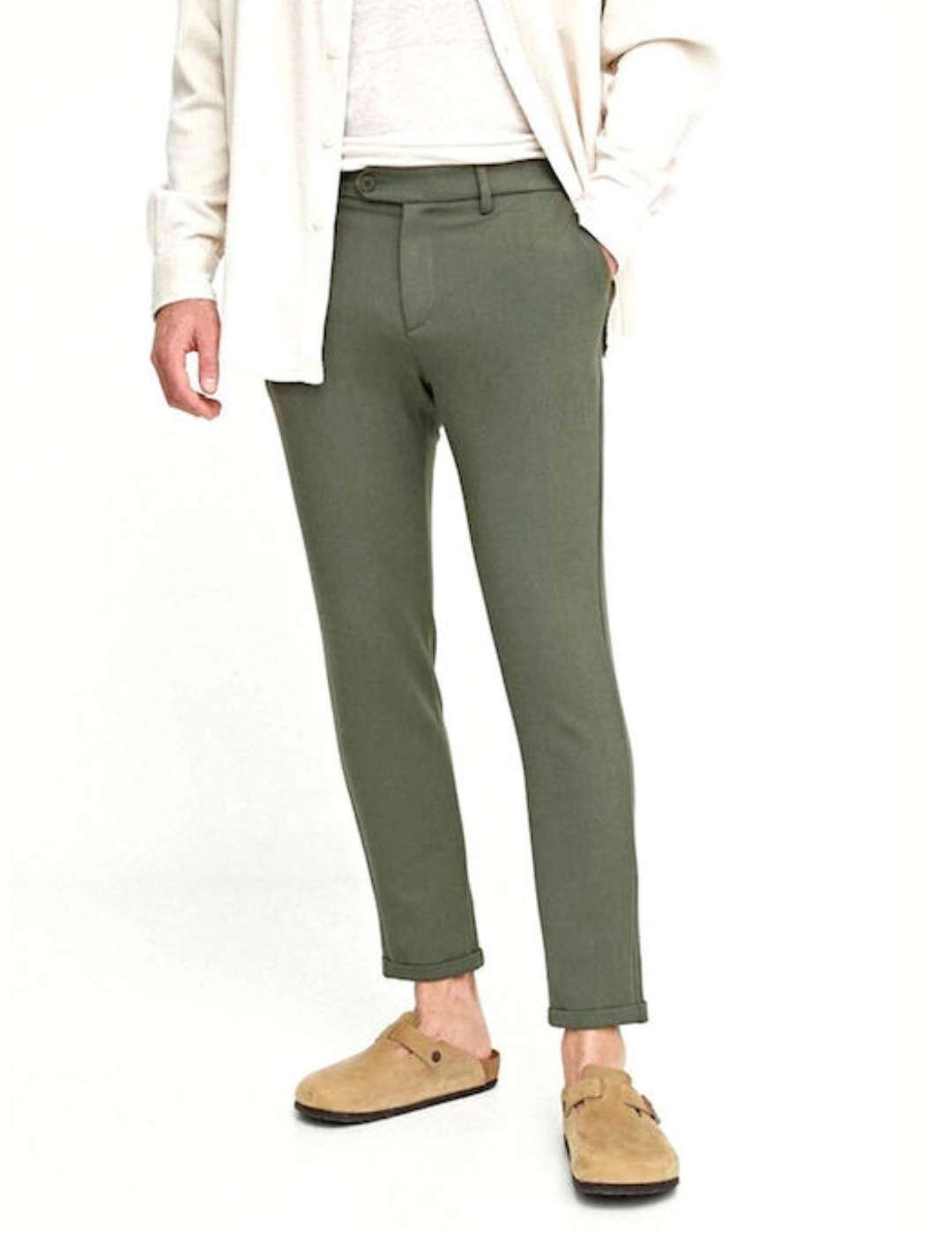 Pantalón chino Guess Jeans verde militar para hombre