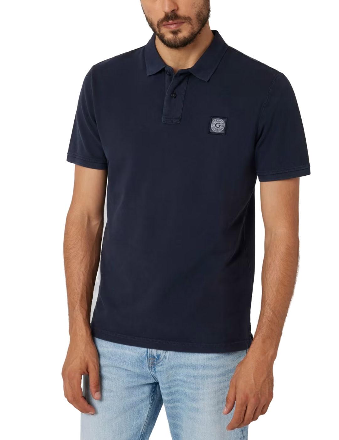 Polo Guess Washed azul marino manga corta para hombre