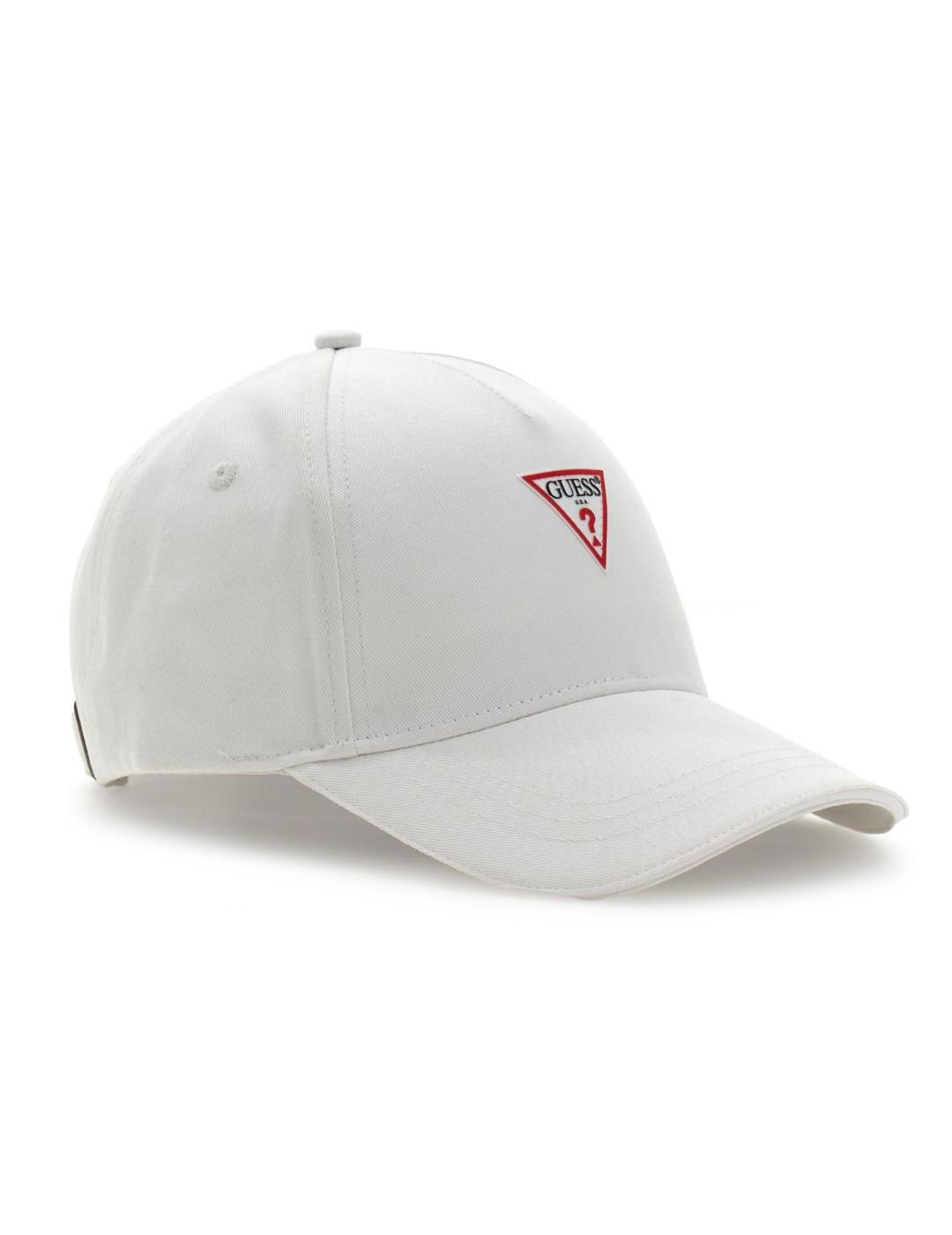 Gorra beisbolera Guess Triangle blanca logo para hombre