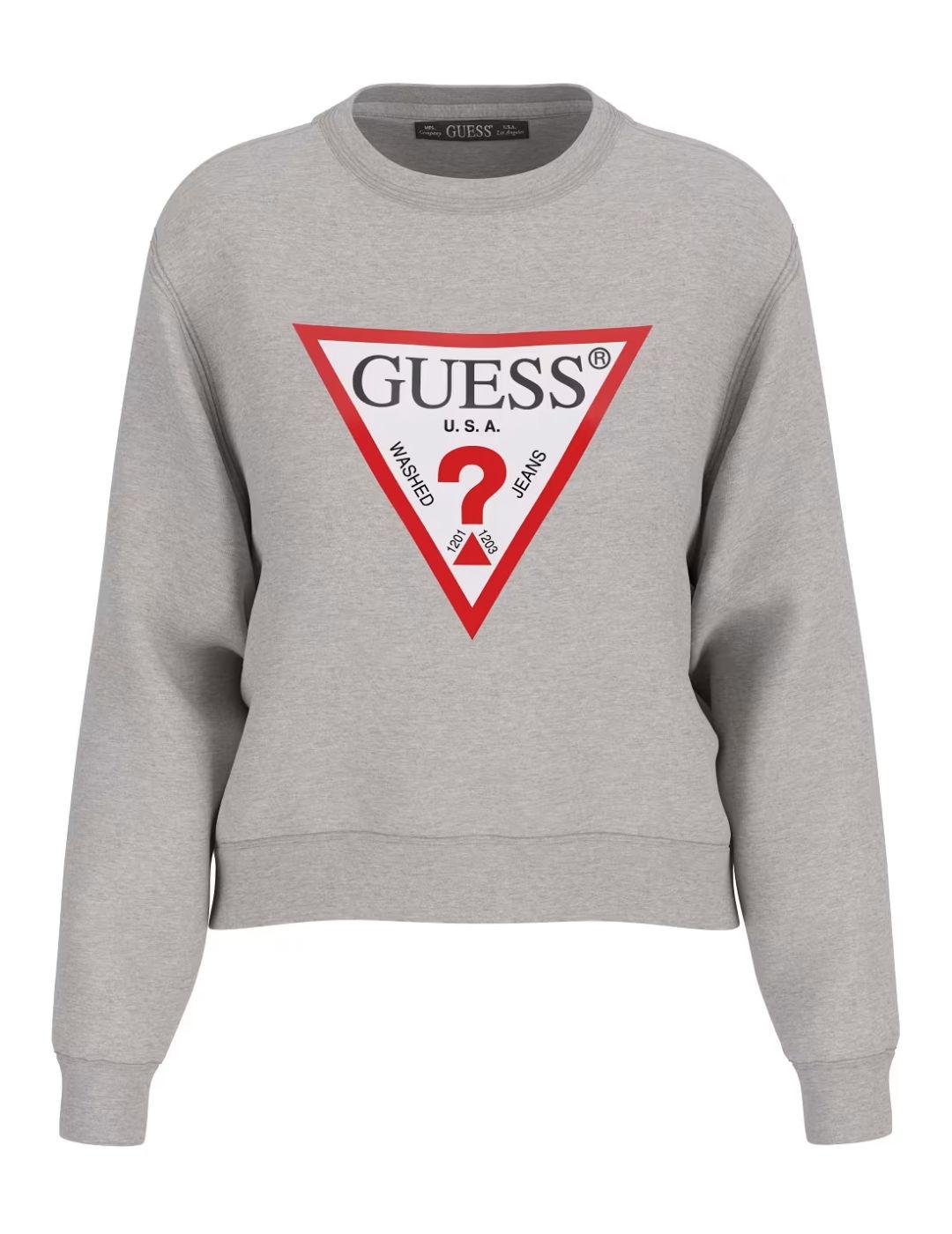 Sudadera Guess Original gris claro sin capucha para mujer