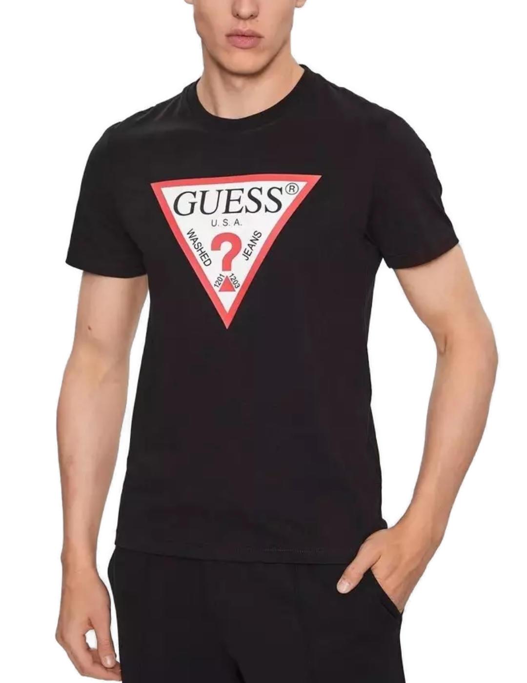 Camiseta Guess Original negro manga corta logo para hombre