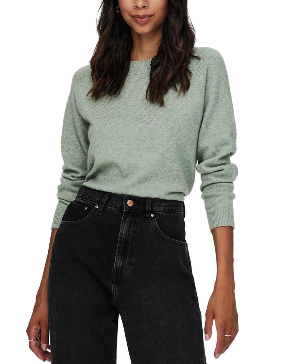Jersey Only Rica verde claro de punto para mujer