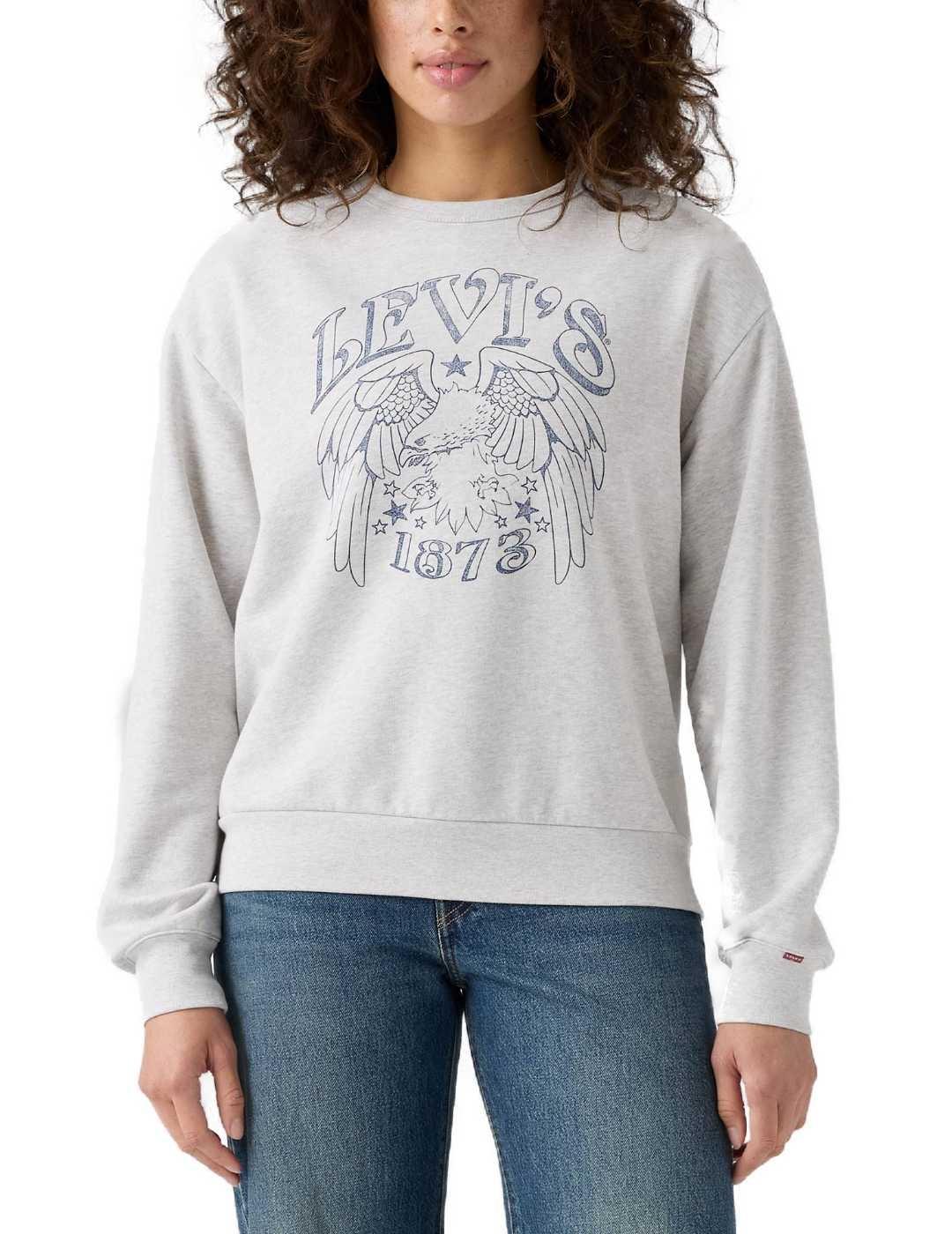 Sudadera Levi's® Red Tab™gris claro dibujo águila de mujer