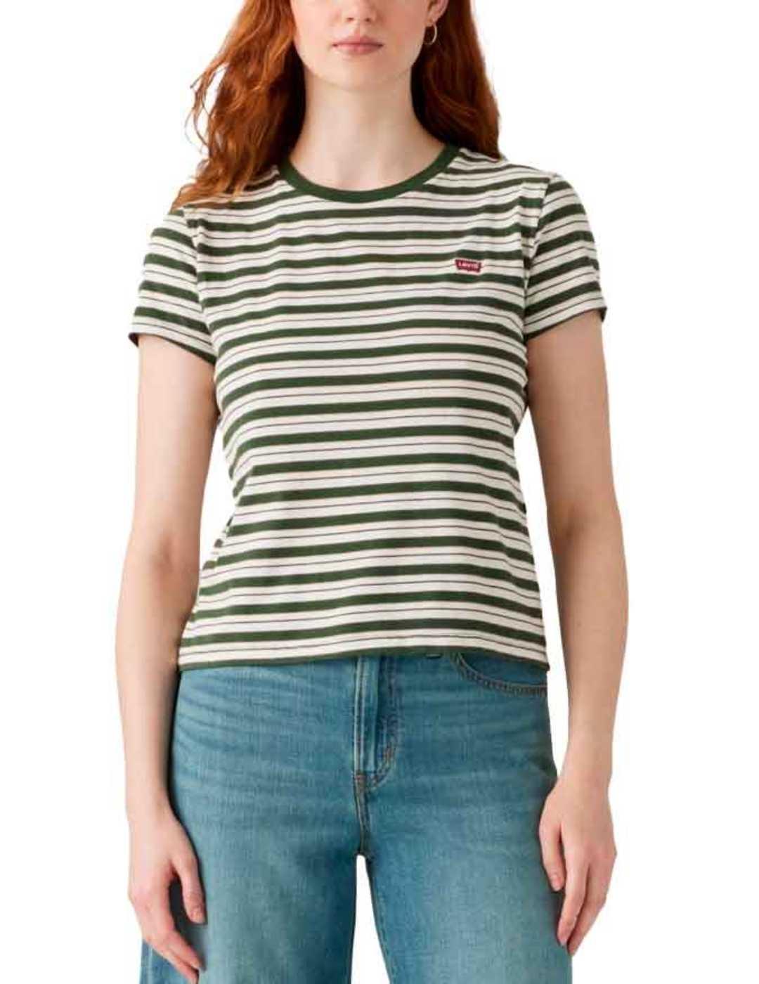 Camiseta Levi's® Red Tab™ verde rayas blancas para mujer