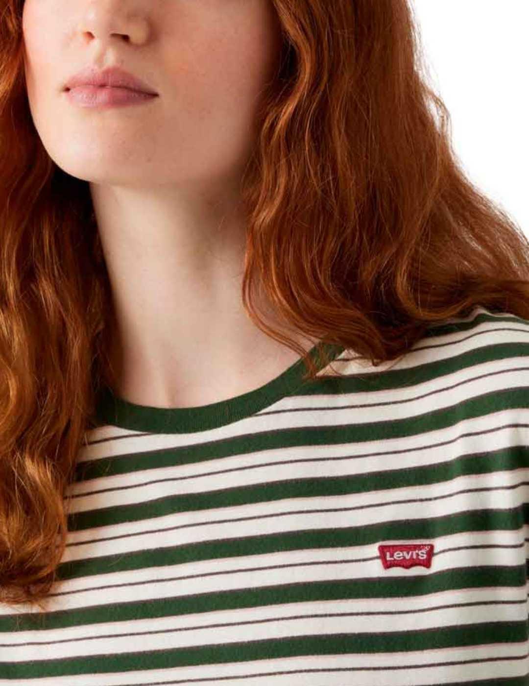 Camiseta Levi's® Red Tab™ verde rayas blancas para mujer