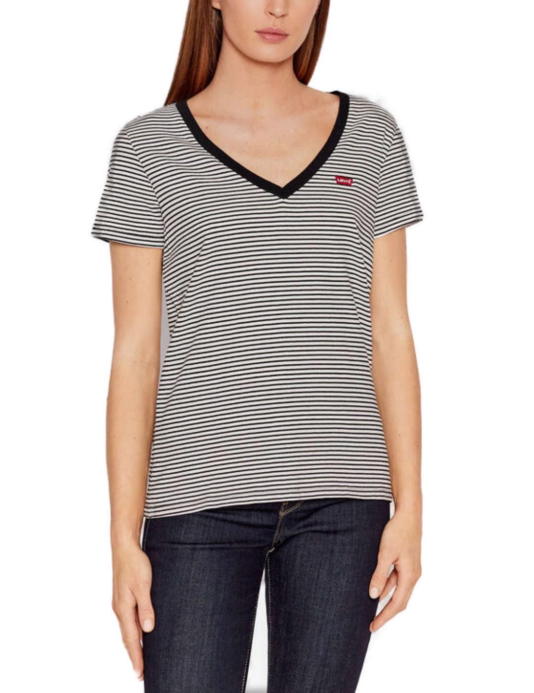 Camiseta Levi's® Red Tab™ pico rayas negras para mujer