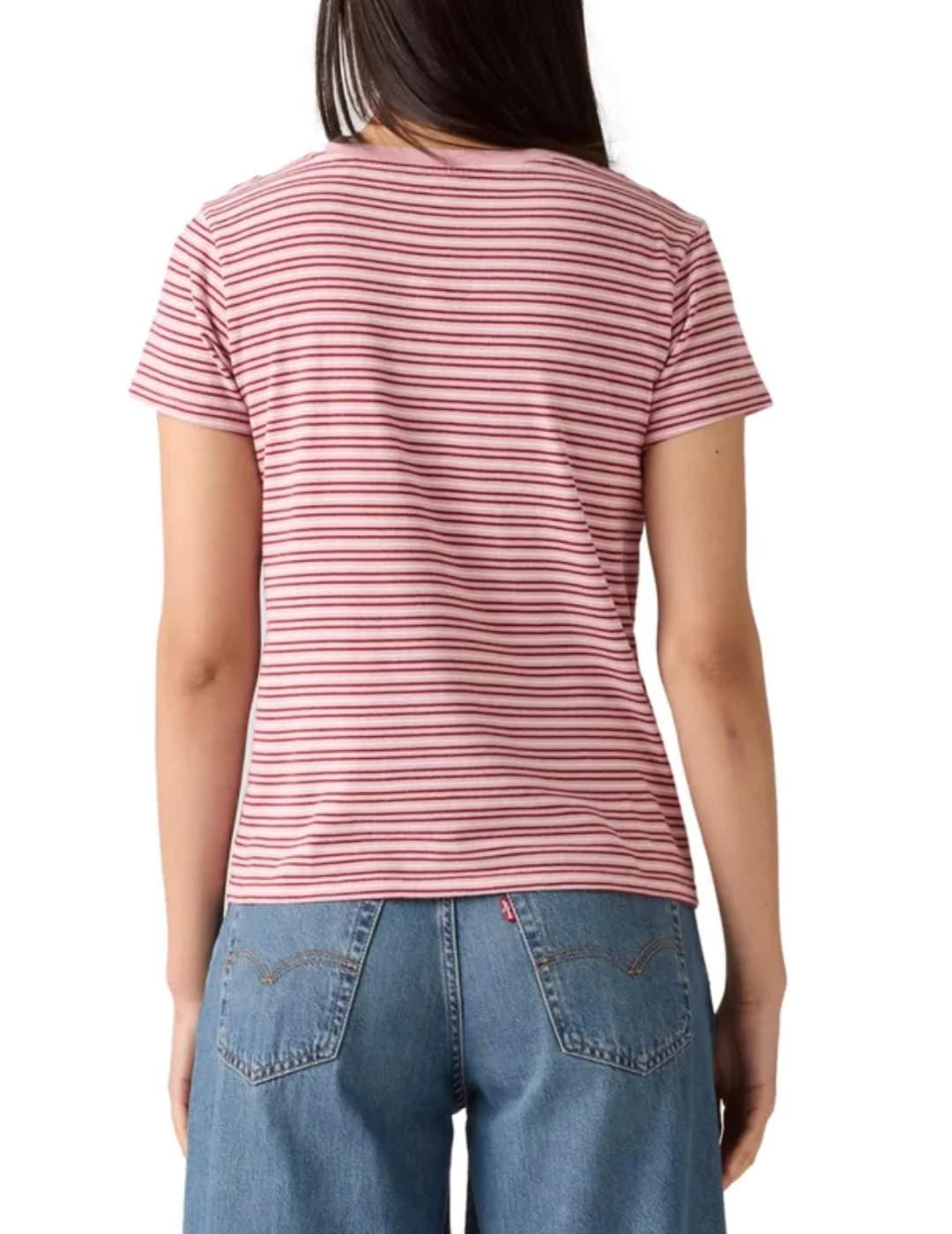 Camiseta Levi's® Red Tab™  pico rayas rosas y rojas de mujer