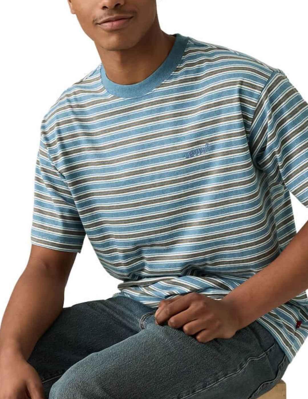 Camiseta Levi's® Red Tab™  azul rayas manga corta de hombre