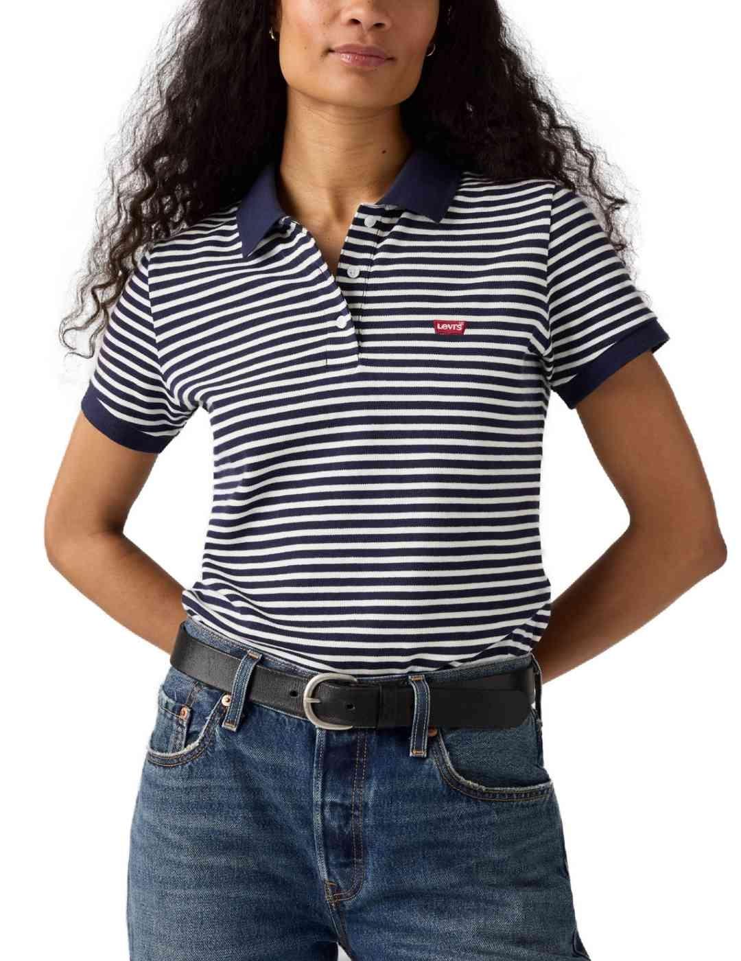 Polo Levi's® Red Tab™ rayas azules y blancas para mujer