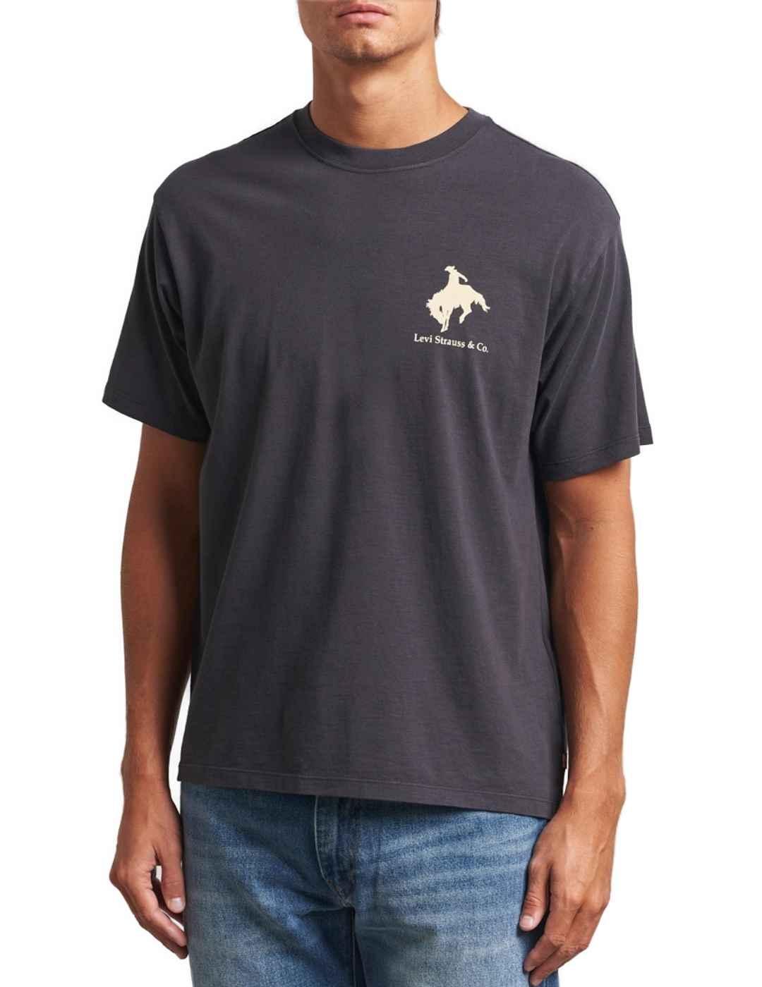 Camiseta Levi's® Red Tab™ negra dibujo caballos de hombre