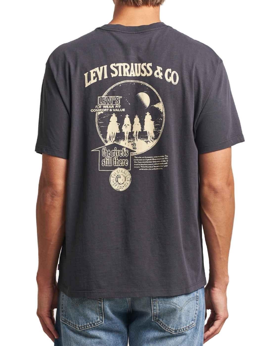 Camiseta Levi's® Red Tab™ negra dibujo caballos de hombre