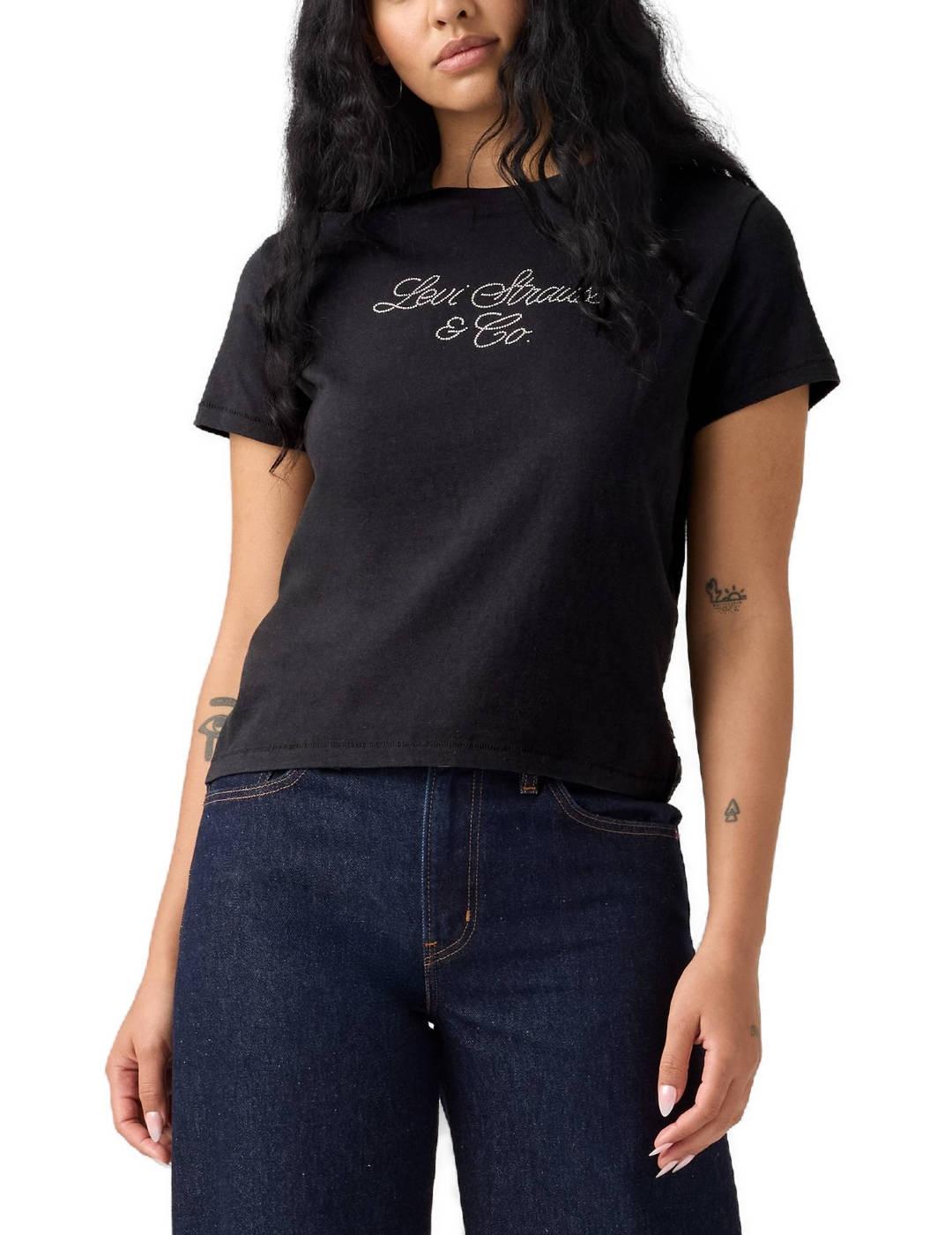 Camiseta Levi's gráfica diamantes negra de mujer