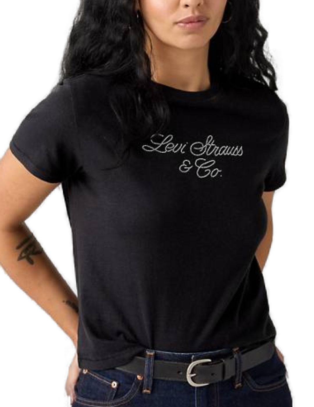 Camiseta Levi's gráfica diamantes negra de mujer