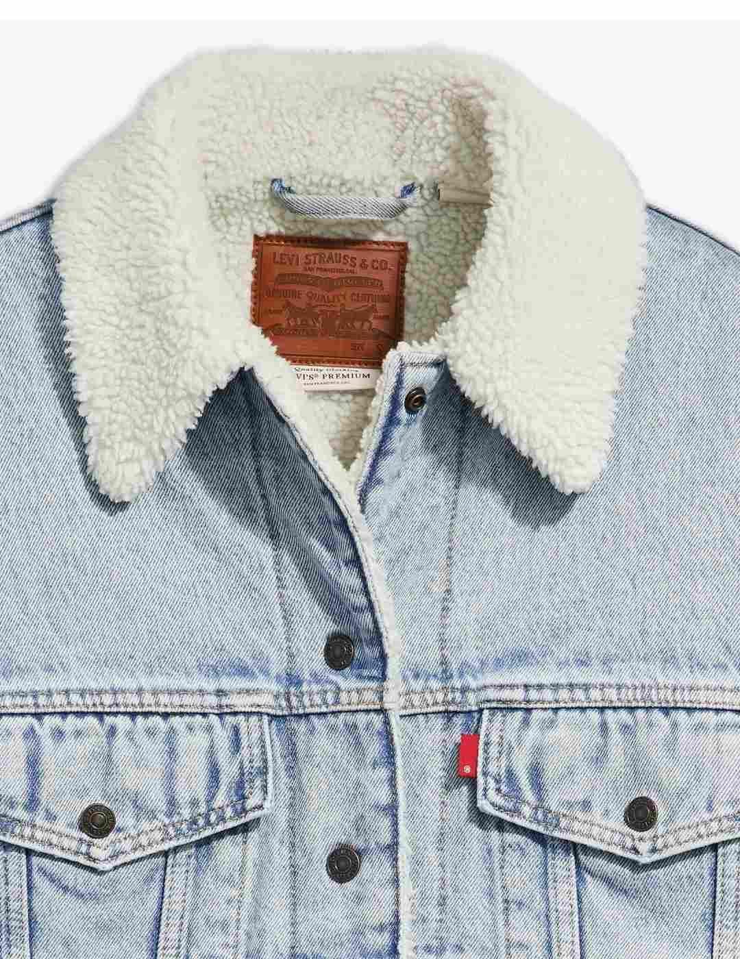 Trucker Levi's® vaquera azul claro borreguito de mujer