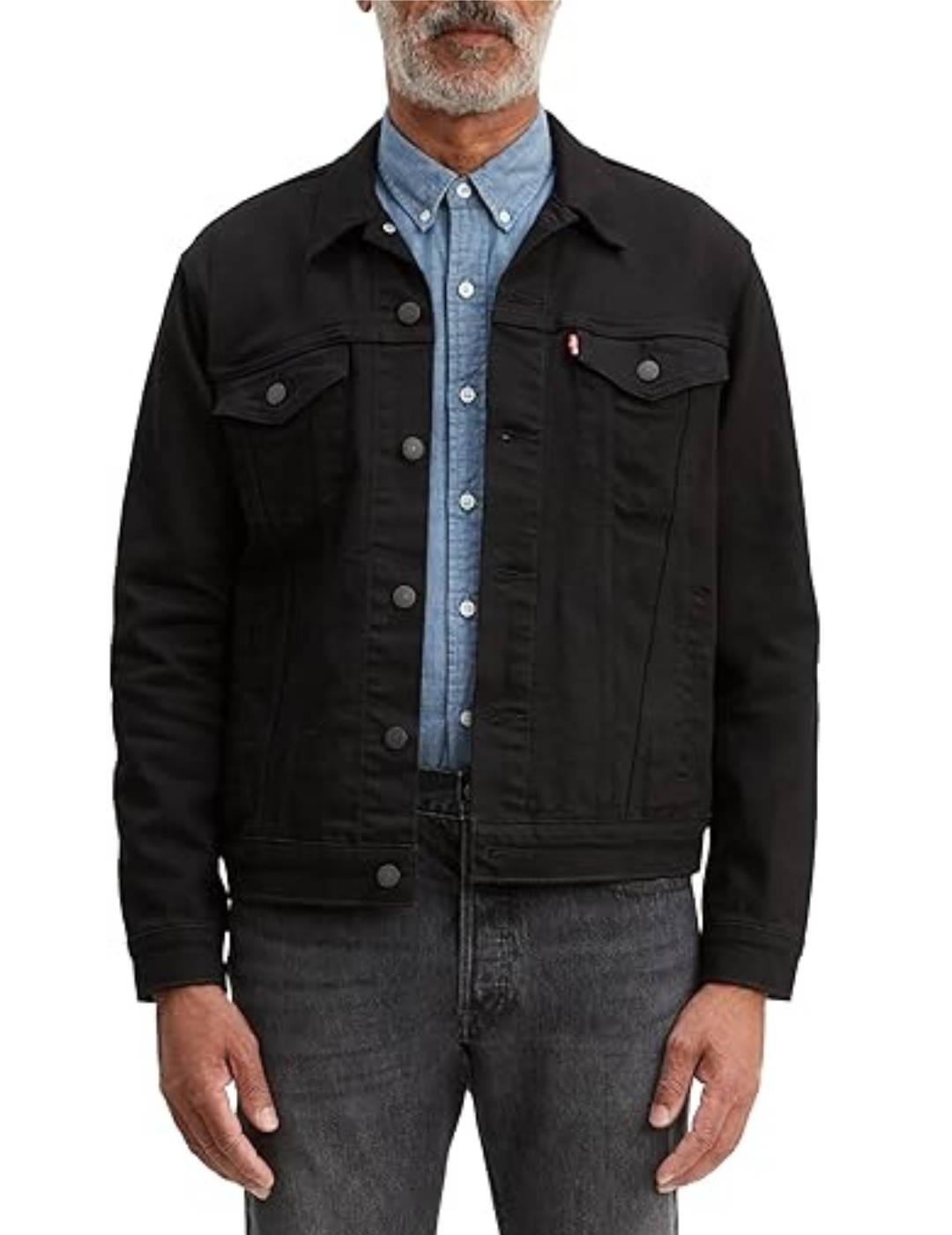 Trucker Levi's vaquera tapeta de botones negra de hombre