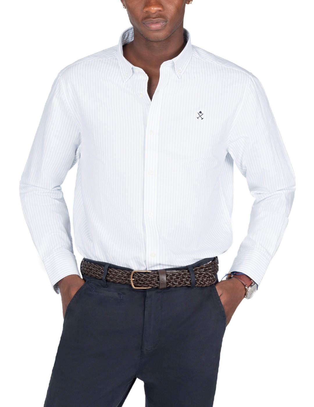 Camisa Harper&Neyer North sea azul y blanca rayas de hombre